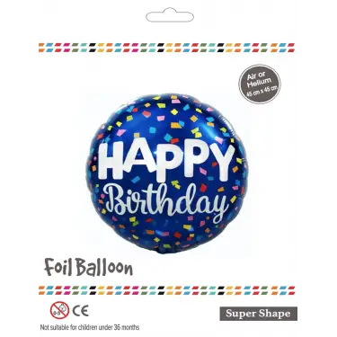 18Yuvarlak Mavi Konfeti Folyo Balon