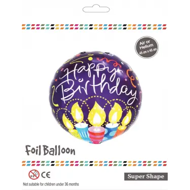 18Yuvarlak Mor Mumlu Folyo Balon