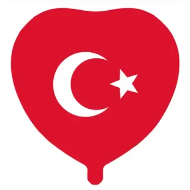 24Baskılı Kalp Folyo Balon(Bayrak) 50 Li Paket