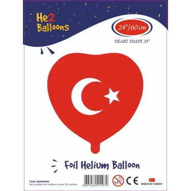 24Baskılı Kalp Folyo Balon(Bayrak)