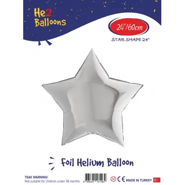 24 Gümüş Yıldız Folyo Balon