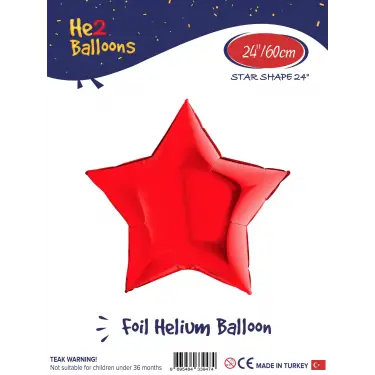 24Kırmızı Yıldız Folyo Balon