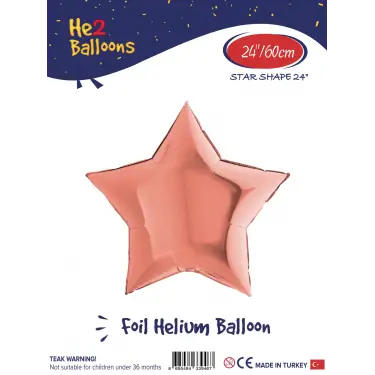 24Rose Gold Yıldız Folyo Balon