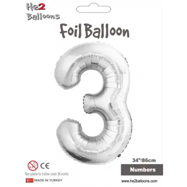 34 Gümüş Renk Folyo Balon ( 3 )