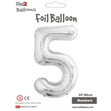 34 Gümüş Renk Folyo Balon ( 5 )
