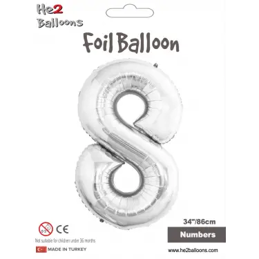 34 Gümüş Renk Folyo Balon ( 8 )