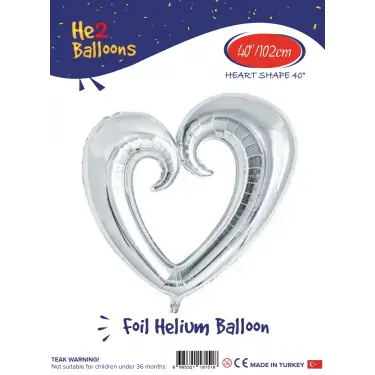 40 Delikli Gümüş Kalp Folyo Balon