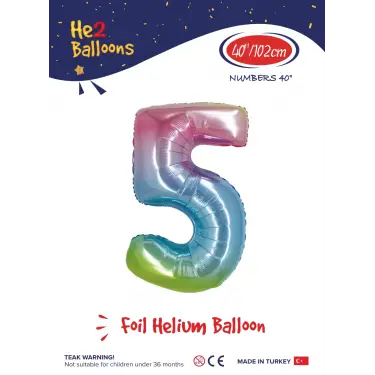 40 Gökkuşağı Renk Folyo Balon ( 5 )