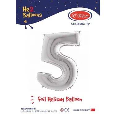 40 Gümüş Renk Folyo Balon ( 5 )