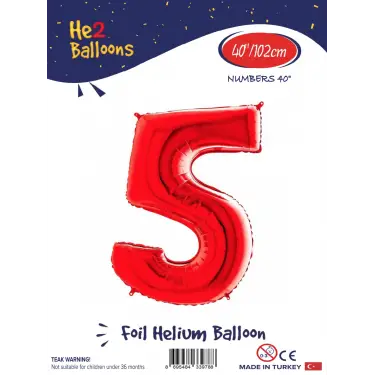 40 Kırmızı Renk Folyo Balon ( 5 )