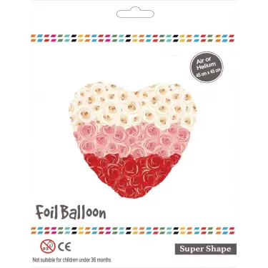 18 Güllü Kalp Folyo Balon