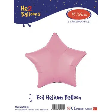 18 Açık Pembe Yıldız Folyo Balon