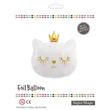 Beyaz Kedi Kafası Folyo Balon