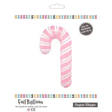 Pembe Baston Şeker Folyo Balon 85 CM