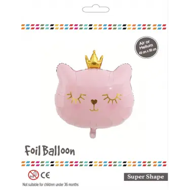 Pembe Kedi Kafası Folyo Balon