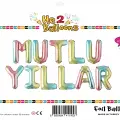 16 Gökkuşağı Renk Mutlu Yıllar Set Balon