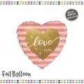 18 Kalp Çizgili I Love You Folyo Balon