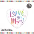 18 Kalp Love You Mom Folyo Balon
