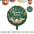 18Yuvarlak Yeşil Ramazan Folyo Balon
