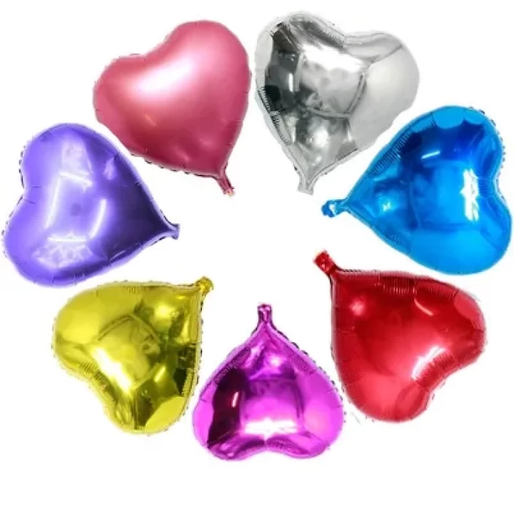 10 Gümüş Kalp Folyo Balon 25 cm