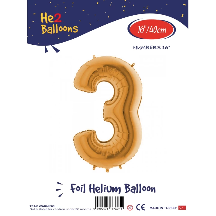 16Altın Renk Folyo Balon ( 3 )