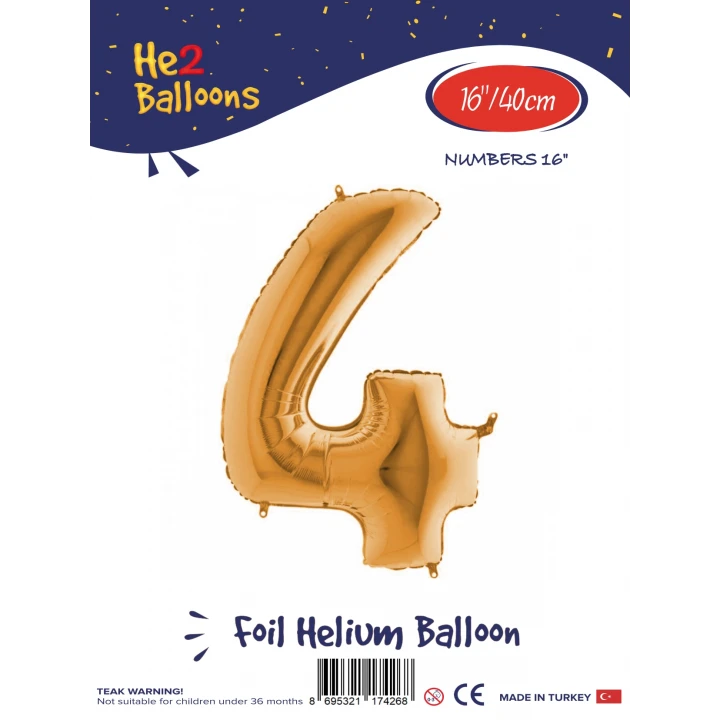 16Altın Renk Folyo Balon ( 4 )
