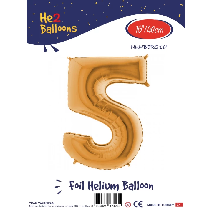 16Altın Renk Folyo Balon ( 5 )