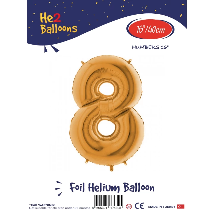 16Altın Renk Folyo Balon ( 8 )