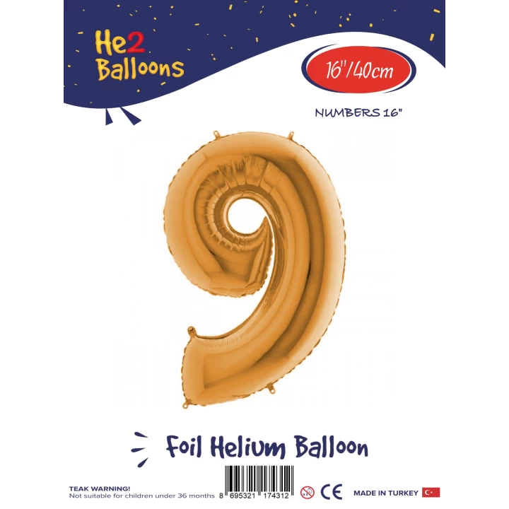 16Altın Renk Folyo Balon ( 9 )