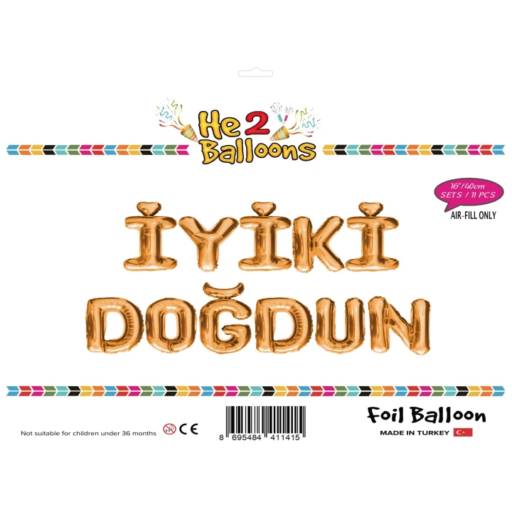 16 Altın Renk İyiki Doğdun Set Balon