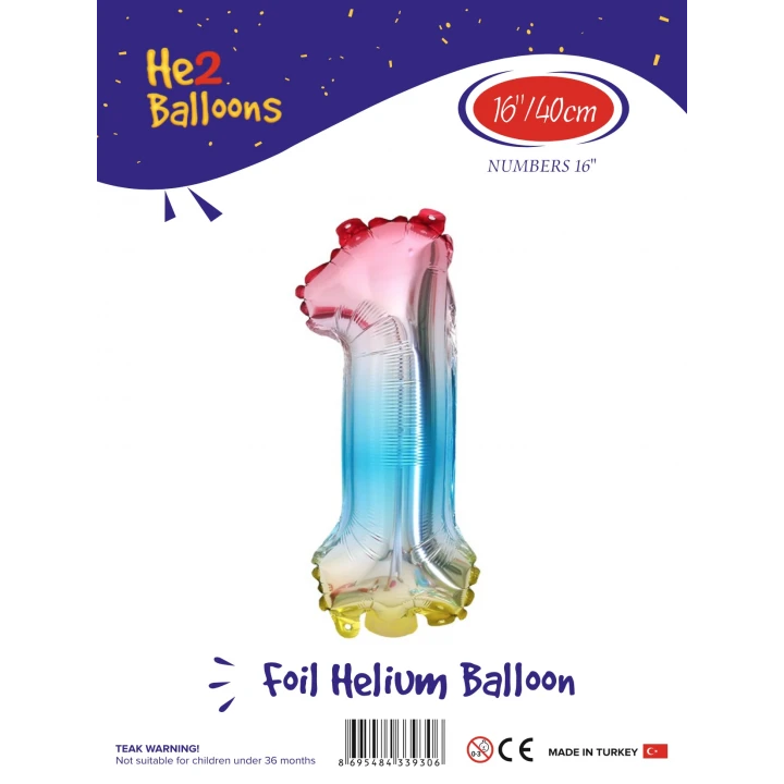 16Gökkuşağı Renk Folyo Balon ( 1 )