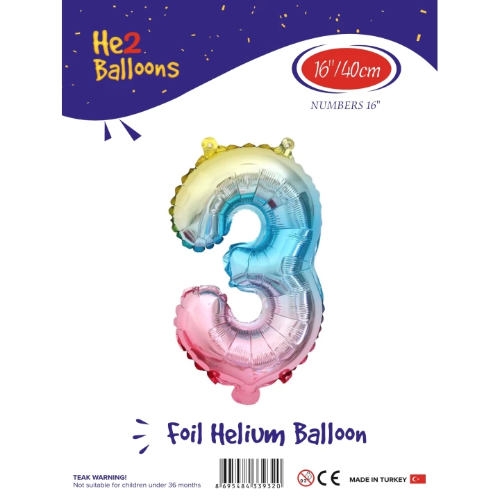 16Gökkuşağı Renk Folyo Balon ( 3 )