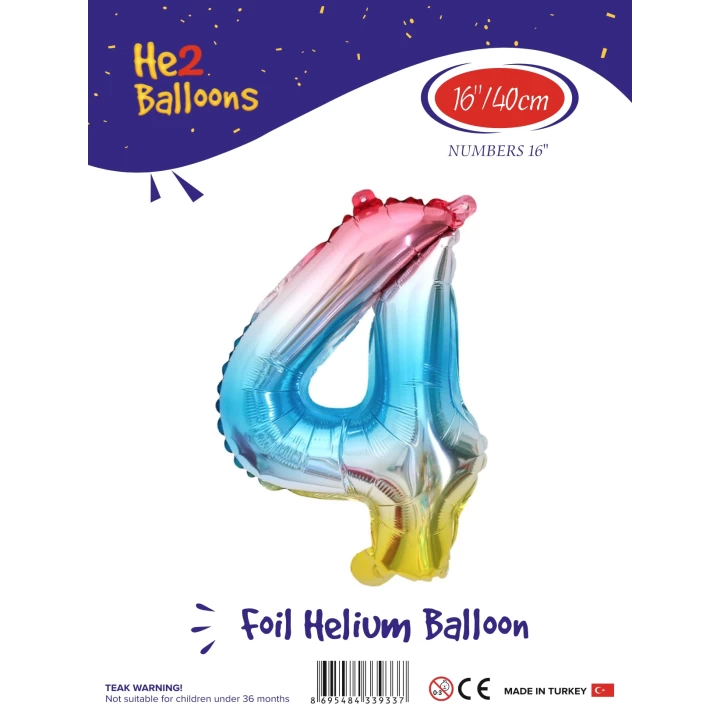 16Gökkuşağı Renk Folyo Balon ( 4 )