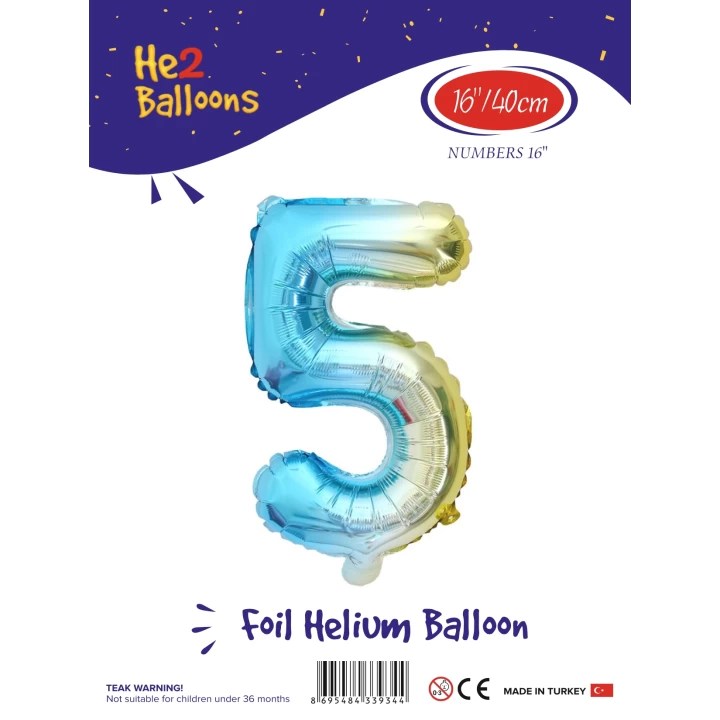 16Gökkuşağı Renk Folyo Balon ( 5 )