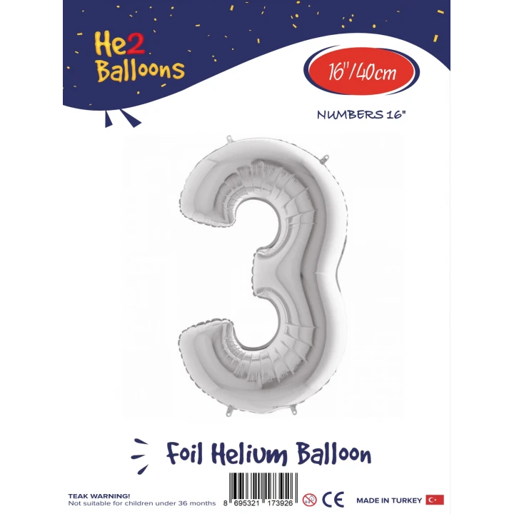 16Gümüş Renk Folyo Balon ( 3 )