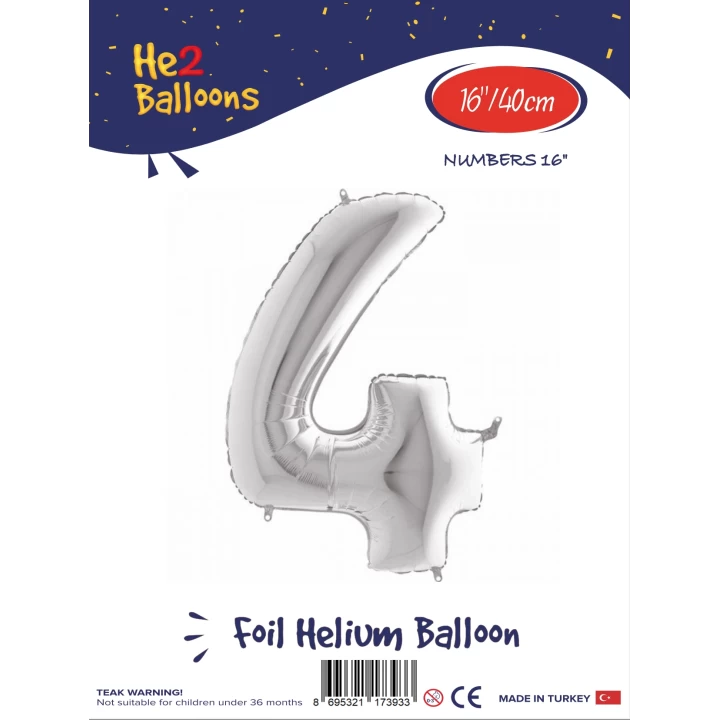16Gümüş Renk Folyo Balon ( 4 )
