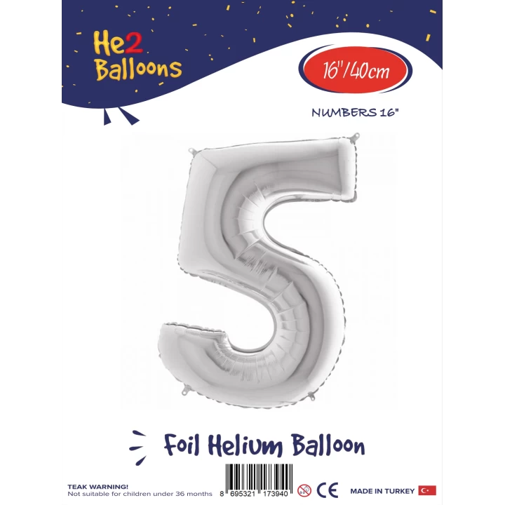 16Gümüş Renk Folyo Balon ( 5 )