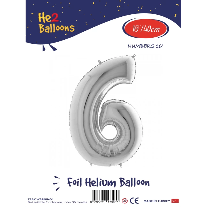 16Gümüş Renk Folyo Balon ( 6 )