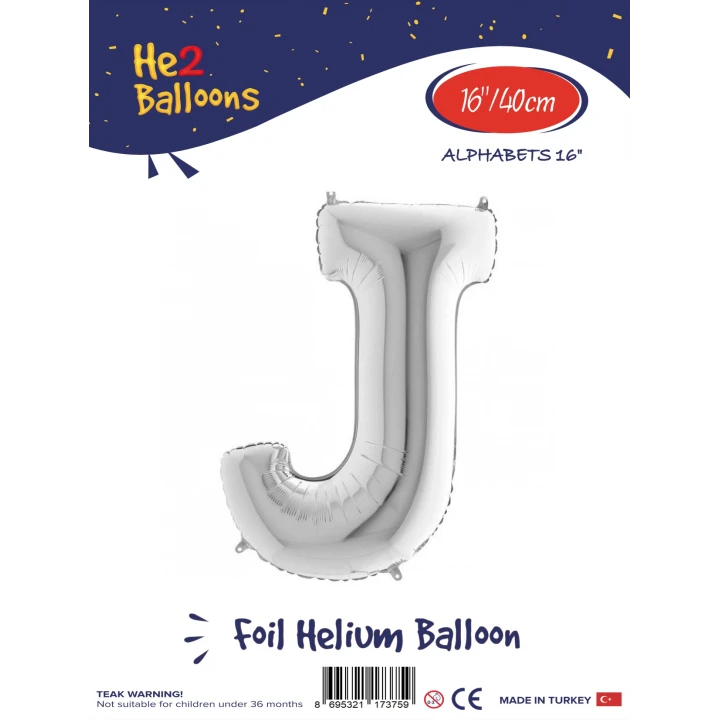 16Gümüş Renk Folyo Balon ( J )