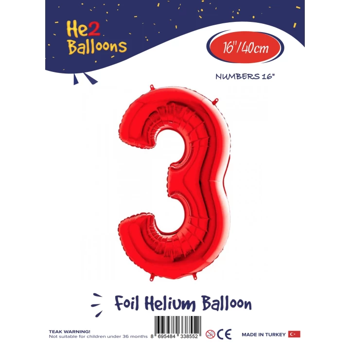 16Kırmızı Renk Folyo Balon ( 3 )