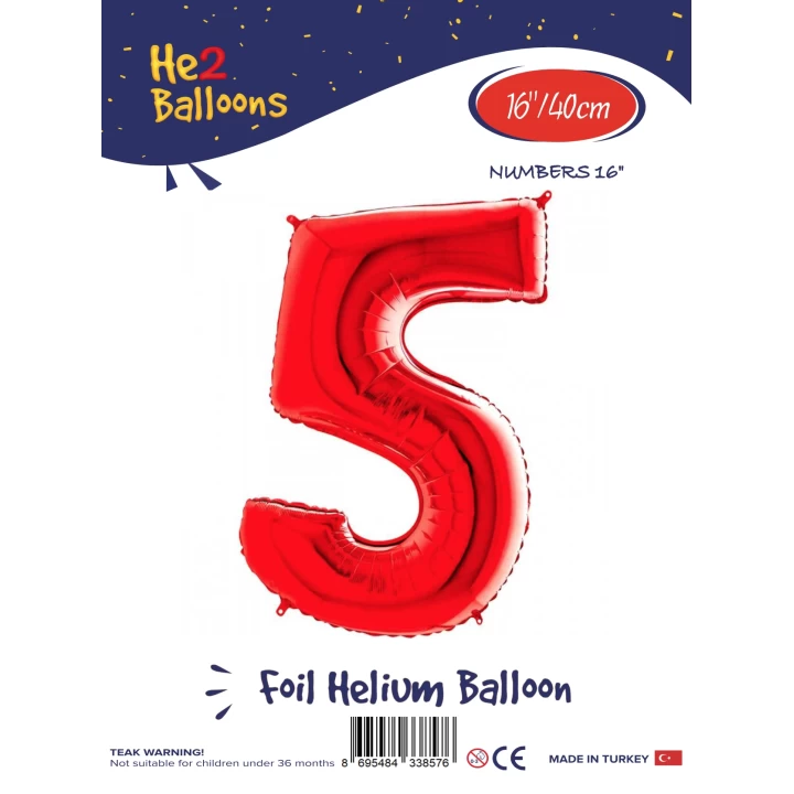 16Kırmızı Renk Folyo Balon ( 5 )