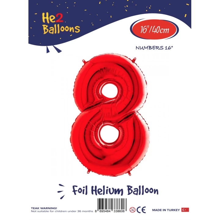 16Kırmızı Renk Folyo Balon ( 8 )