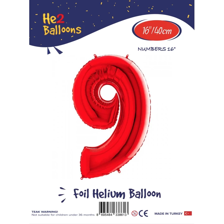 16Kırmızı Renk Folyo Balon ( 9 )