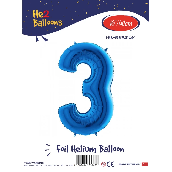 16Mavi Renk Folyo Balon ( 3 )