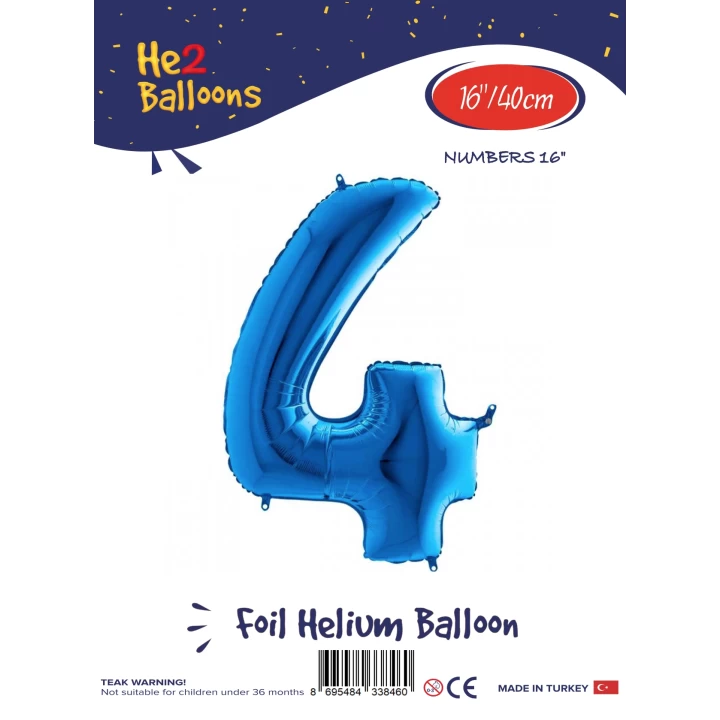 16Mavi Renk Folyo Balon ( 4 )
