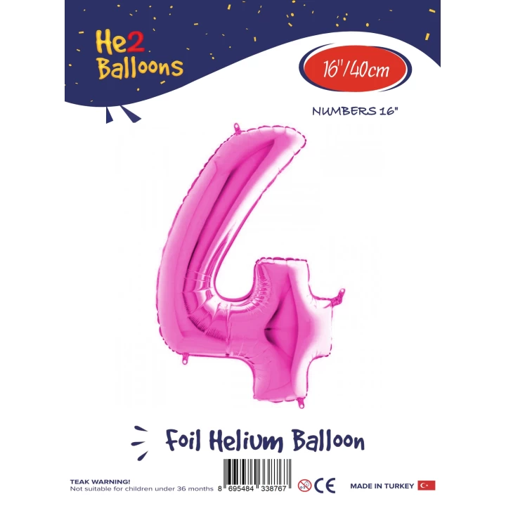 16Pembe Renk Folyo Balon ( 4 )