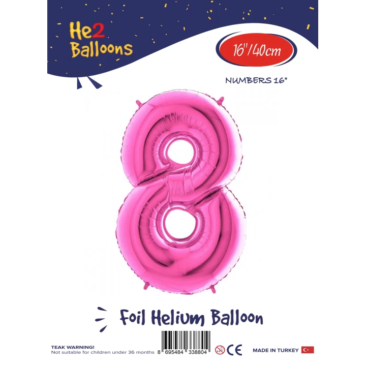 16Pembe Renk Folyo Balon ( 8 )