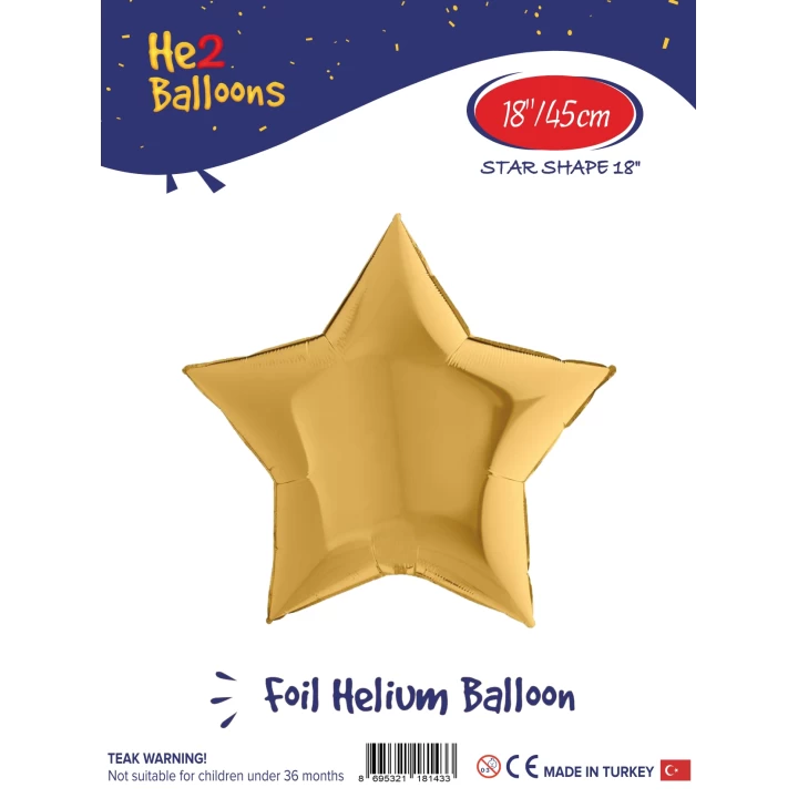 18 Altın Renk Yıldız Folyo Balon