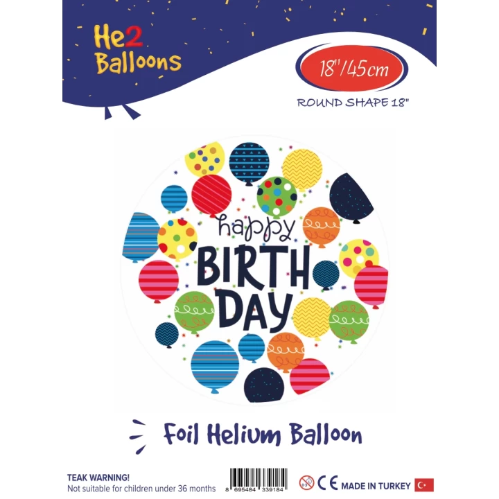 18Baskılı Yuvarlak Folyo Balon