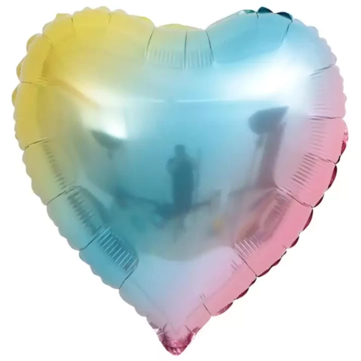 18Gökkuşağı Kalp Folyo Balon (50Li Paket)